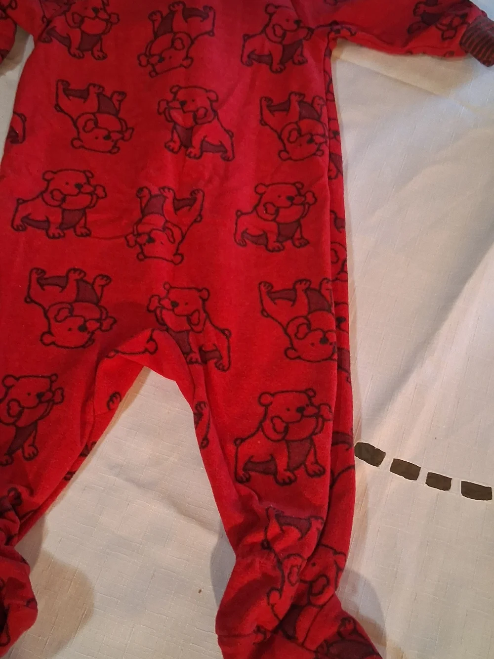 Red Puppy Print Footed One-Piece Pajamas for Kids 6M 260895